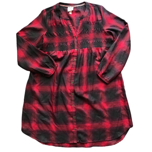 Knox Rose Plaid Long Sleeve Shift Dress - Picture 3 of 6